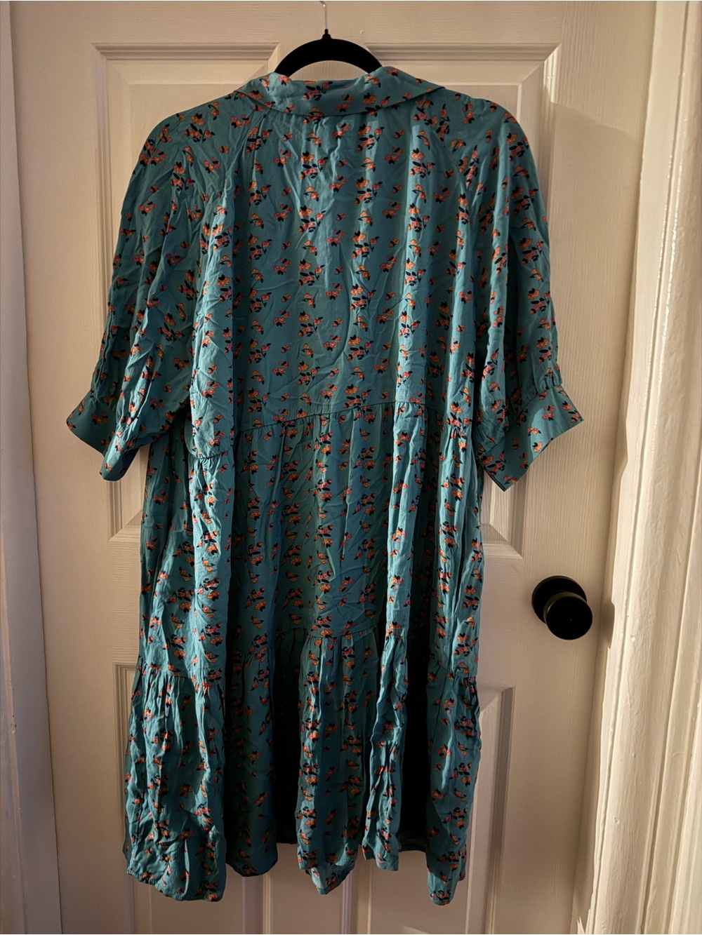 NATURAL LIFE Teal Floral Short Sleeve Mini Dress - Picture 4 of 6